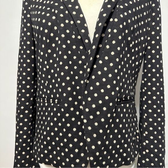 The Loft soft polka dot blazer Black with beige spots size 6 - Picture 2 of 9
